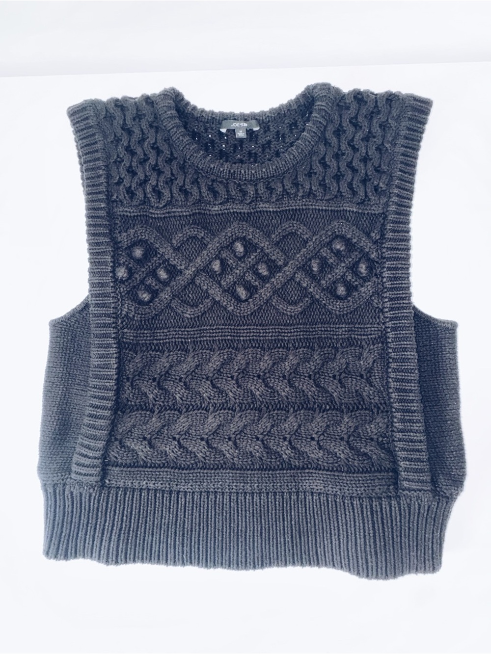 Joe’s Jeans “The Clara” Cable Knit Sweater Vest — Black — Size M